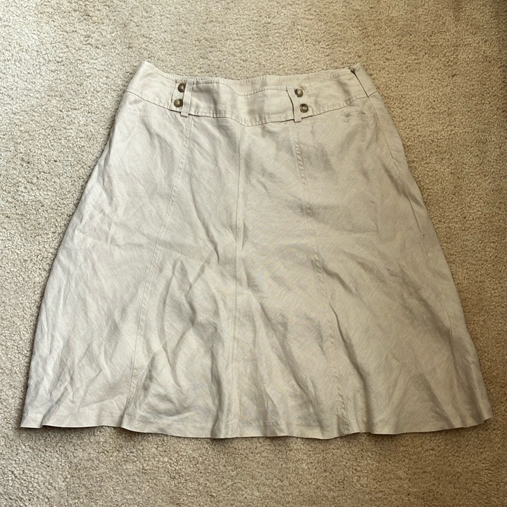 Ann Taylor Linen  tan A-line Flare Skirt
